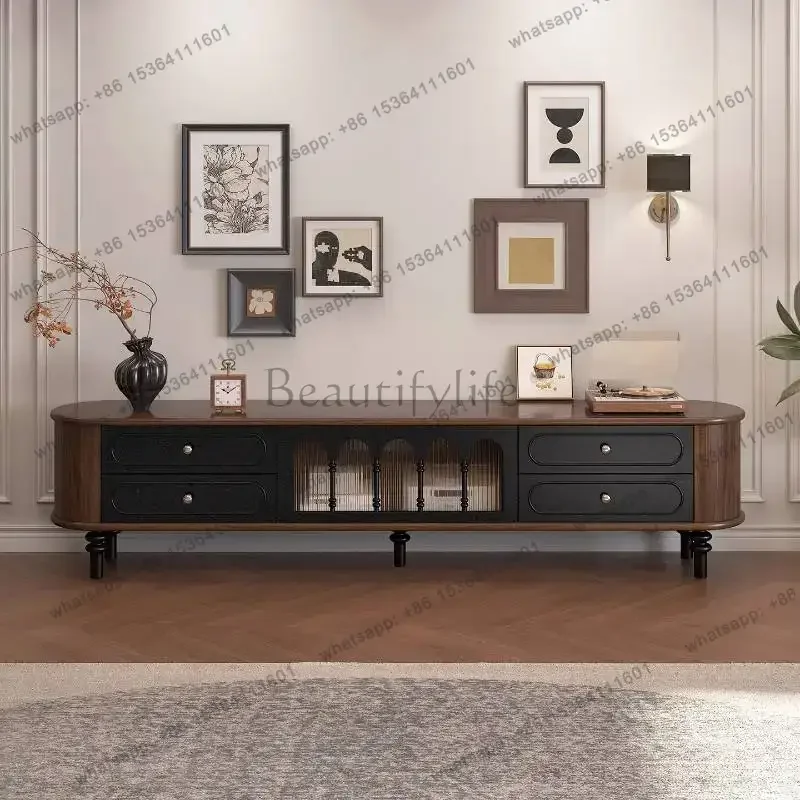 American Black Walnut Tv Table Living Room Module Low Locker Wood Tv Stands Floor Bookcase Display