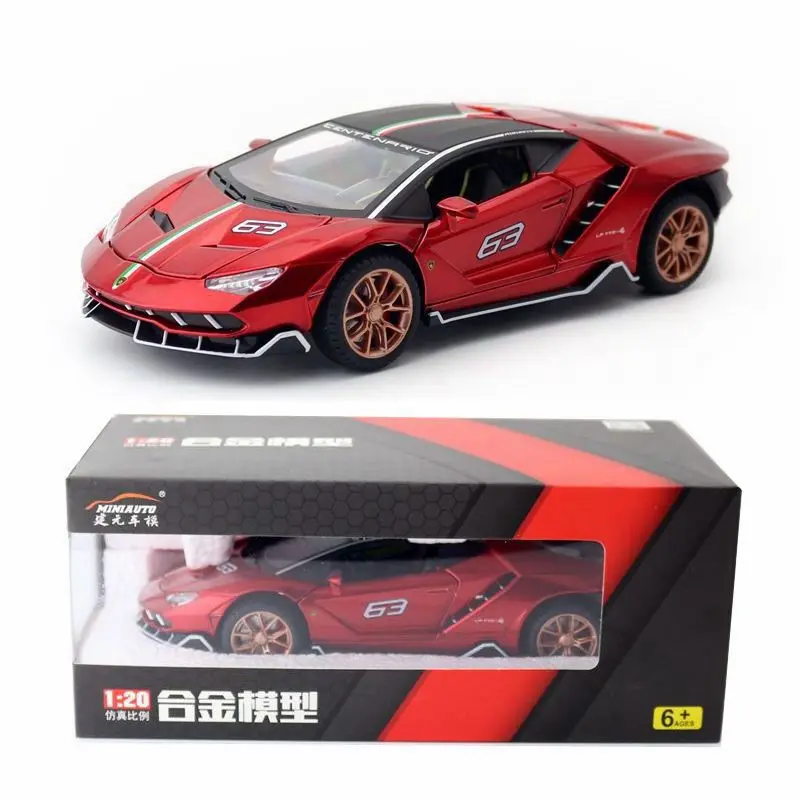 1:24 Scale Diecast Toy Vehicle Model LP770-4 Centenario Car Pull Back Sound & Light Car Educational Collection Gift For Kid