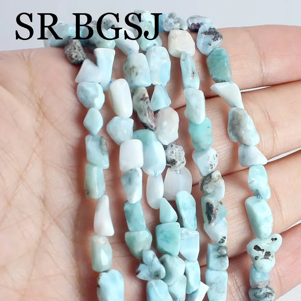 6-8mm 15inch Small Fashion Irregular Natural Genuine Blue Larimar Stone Loose Spacer Beads