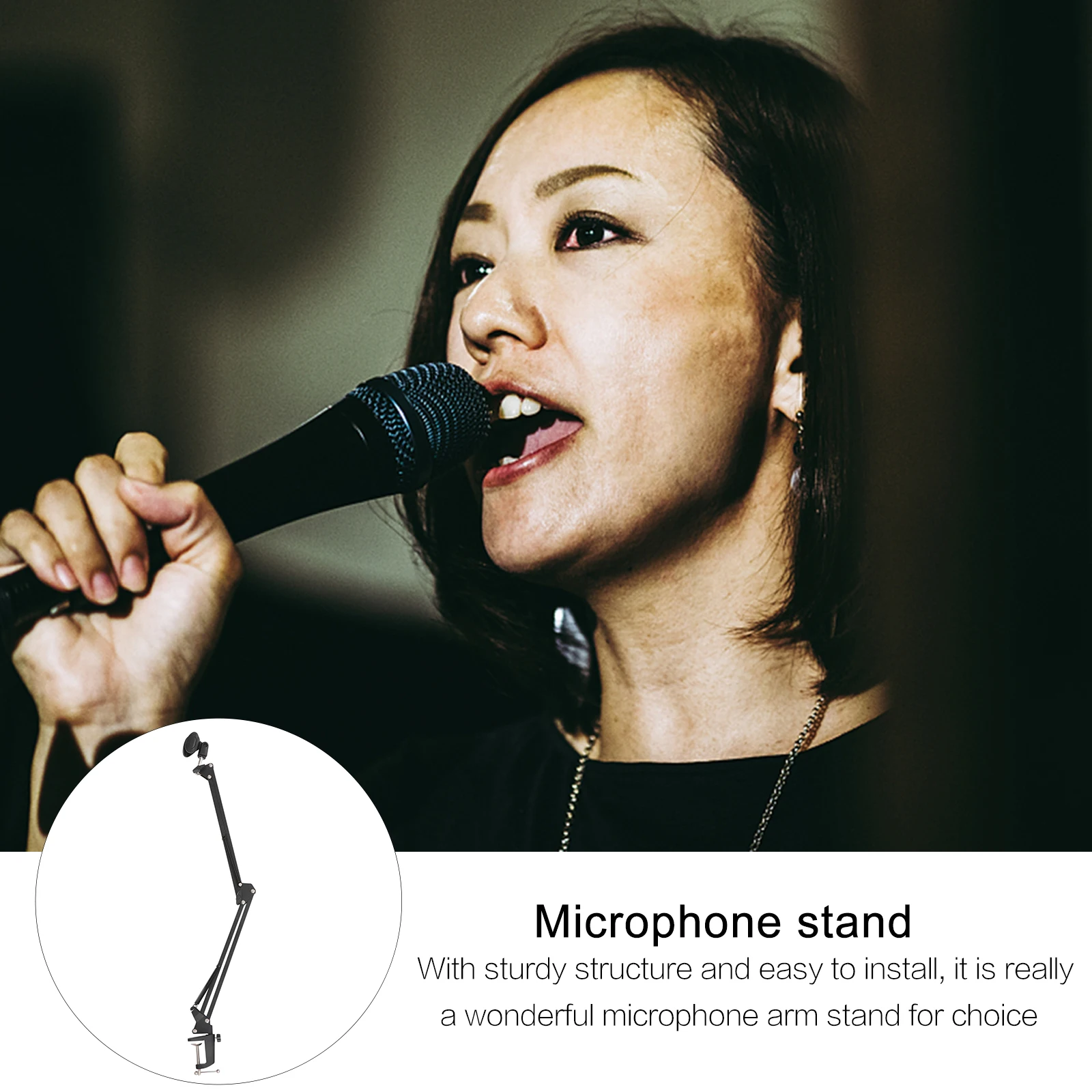 

Heavy-Duty Microphone Boom Arm Stand with Aluminum Alloy Scissor Design Black Mountable Mic Suspension Stand for Voice Over