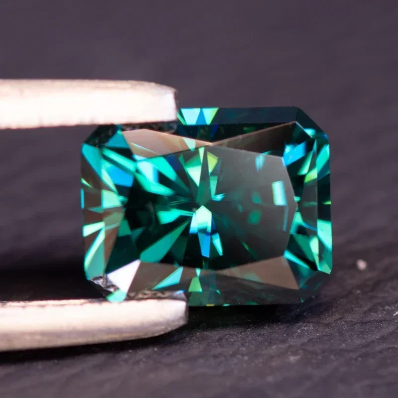 NEW Moissanite Stone Radiant Cut Natural Green Color Gemstone Bead for DIY Ring Necklace Earrings Materials with GRA Certificate