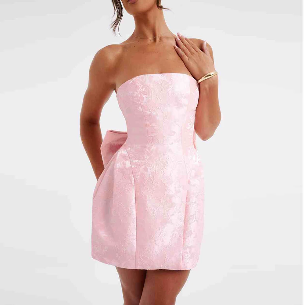 Epoch-Robe de soirée courte en satin avec nœud élégant pour les belles femmes, robe de Rhde plage, robe de cocktail, mini robe de soirée, 2024