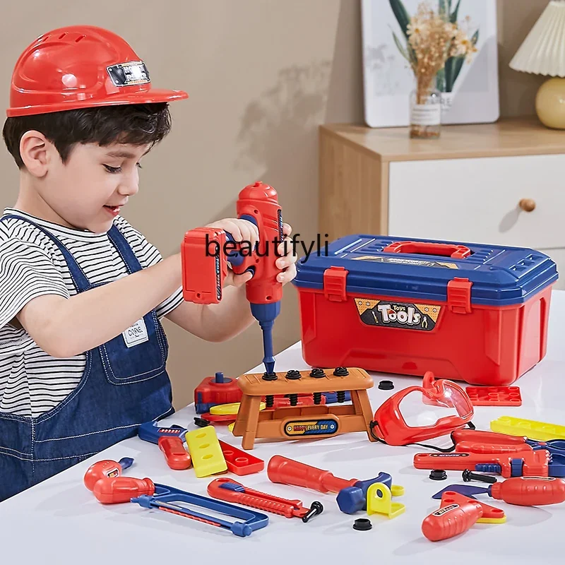 

Children's educational toy toolbox Boys' wrench screwdriver tool set Hands-on repair box