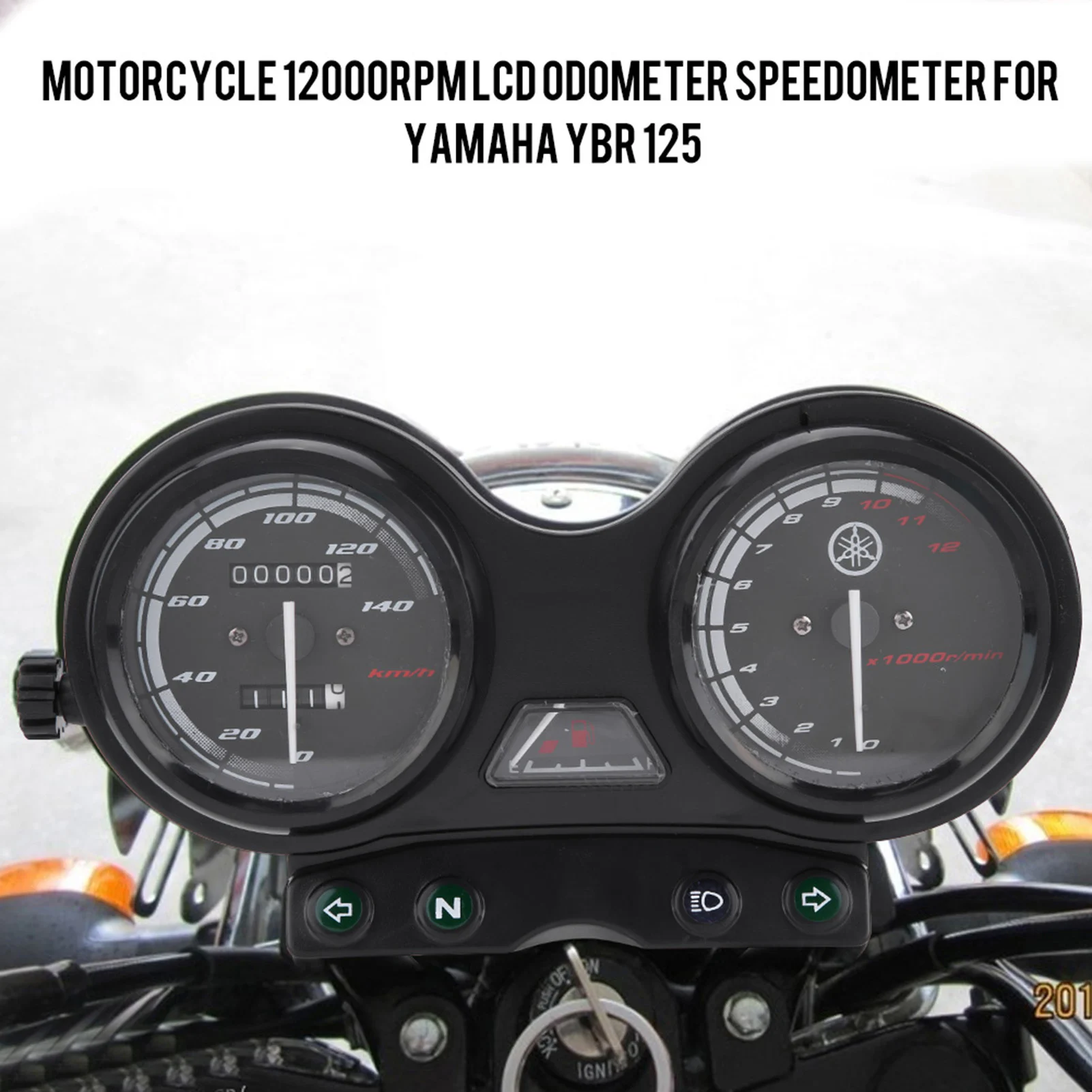 DC 12V Motorcycle Motorbike 12000RPM LCD Odometer Speedometer Fit for YBR 125