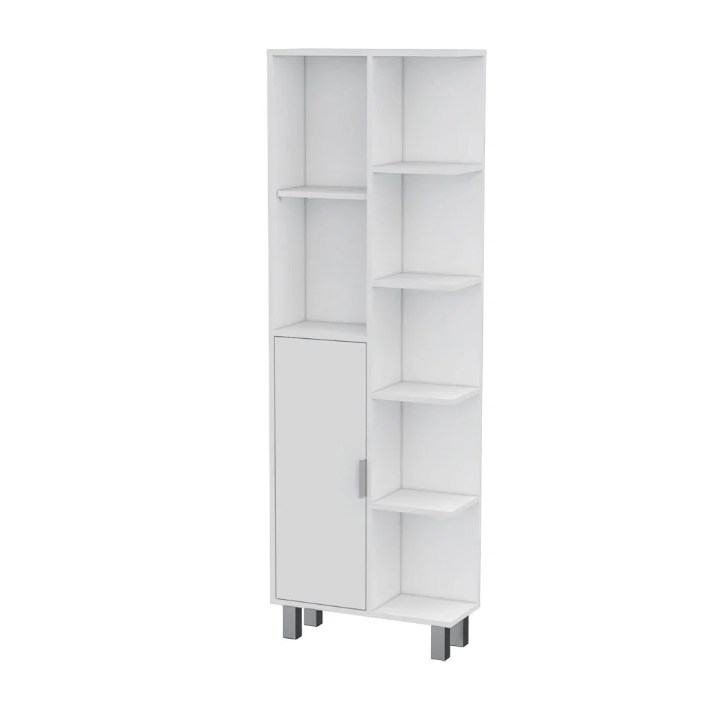 White 9-Shelf Linen Cabinet