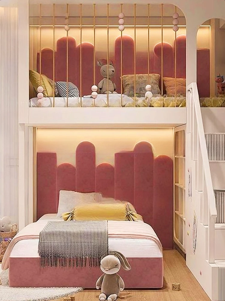 Двухъярусная кровать в шахматном порядке, высота 1,2 метра и низкая кровать, розовая принцесса b ed, шкаф-лестница Twin Be D