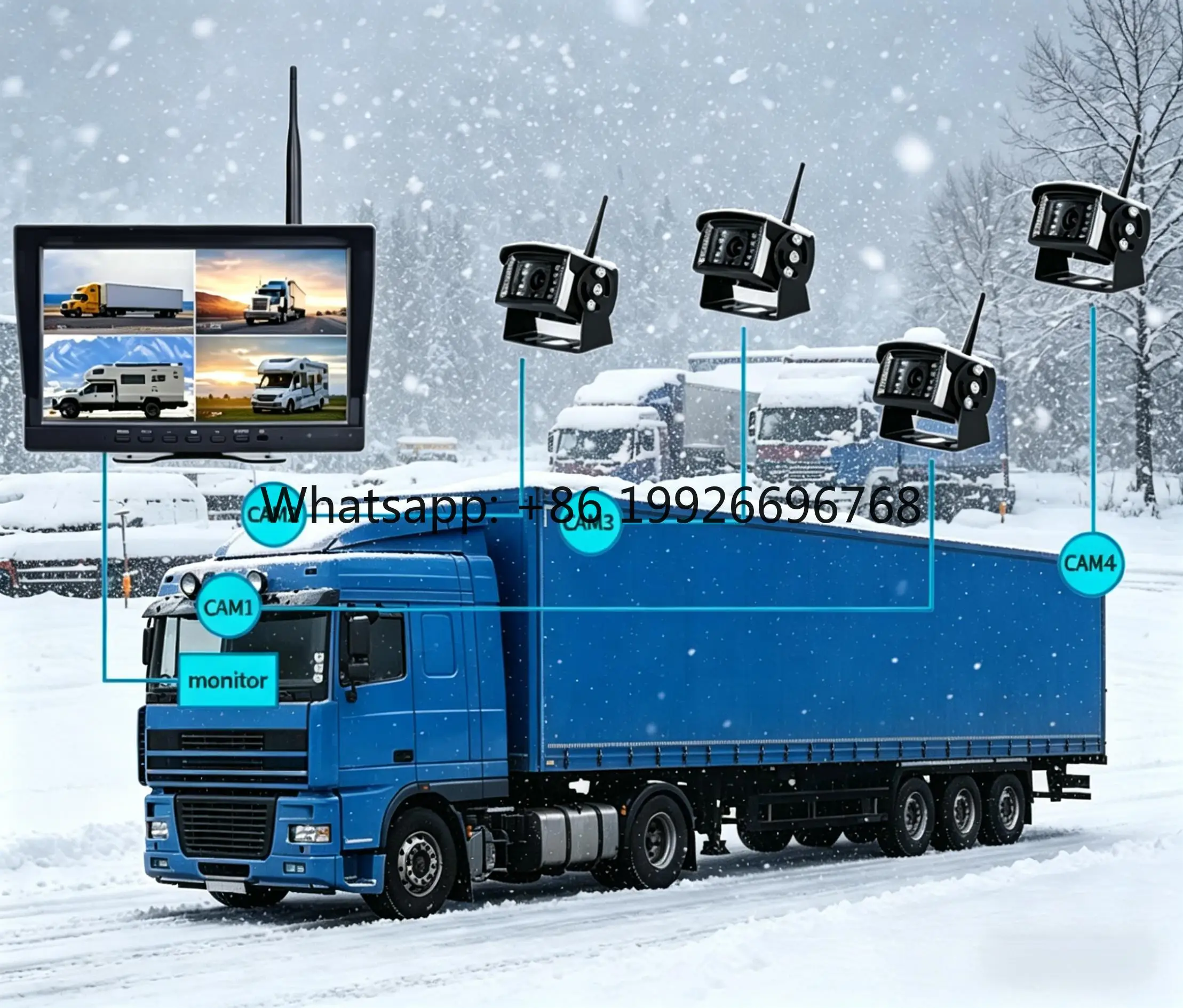 All-Weather Wireless Truck DVR Camera System 10 Inch Screen 2.4G Digital IP68 Waterproof for Harsh Environment Construction Site