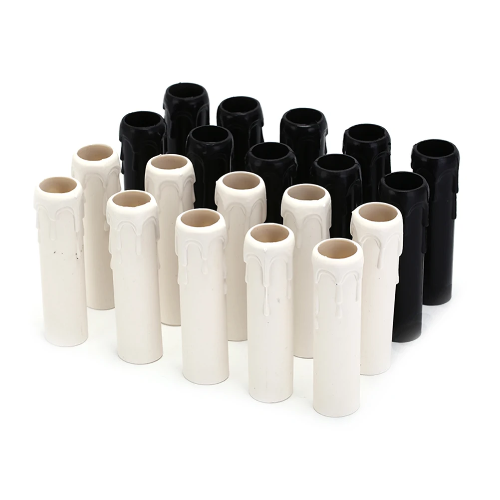 10Pcs Table Lamp Base Candle Lamp Holder 25*100 Black White Sleeve Candle Bulb Base Cover Chandelier Part Candle Tube