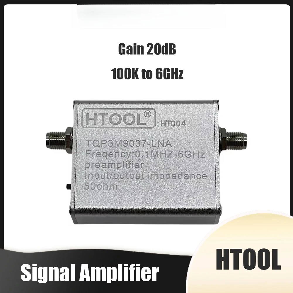 

HT004 Signal Amplifier Low Noise 100k-6GHz Wideband Preamplifier Full Band TQP3M9037 Amplifier 10M-6GHz Gain 20DB LNA