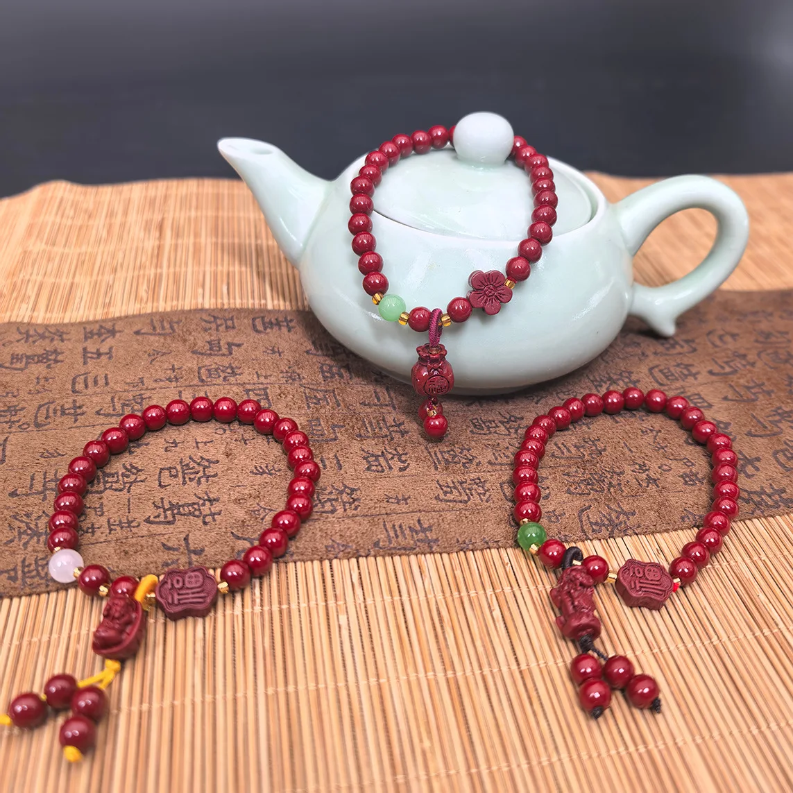 

Men's Cinnabar Bracelet, Women's Lucky Bag Pixiu Bracelet, Fashion Jewelry, Gift