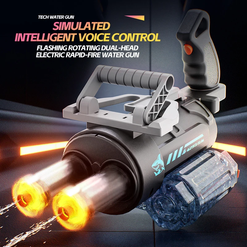 

Электрический вращающийся водяной пистолет с сумкой, двойной яркой подсветкой, большой емкостью, двойным соплом, для детей, для игр на улице