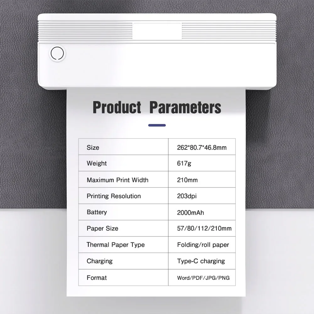 

8-дюймовый профессиональный прочный мини-принтер формата А4 без чернил, беспроводной мобильный термопринтер, мини-бесчернильный принтер формата А4, высокое качество
