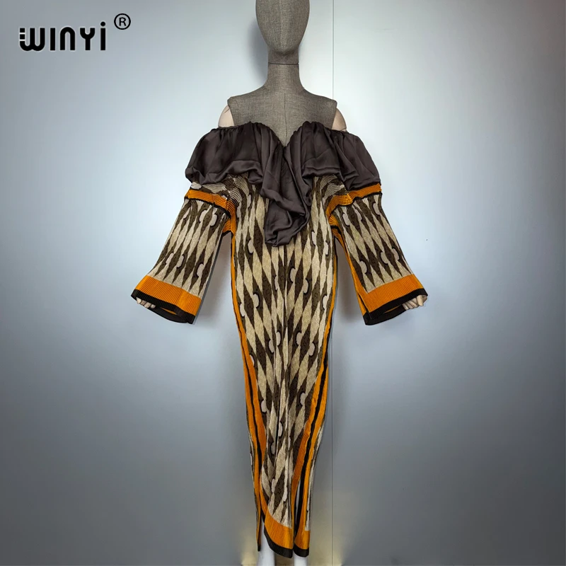 WINYI-caftán plisado elástico ajustado a la moda, vestido de fiesta sexy con escote en v profundo, Abaya musulmana para mujer, ropa de playa para cubrir, abaya de lujo de Dubái