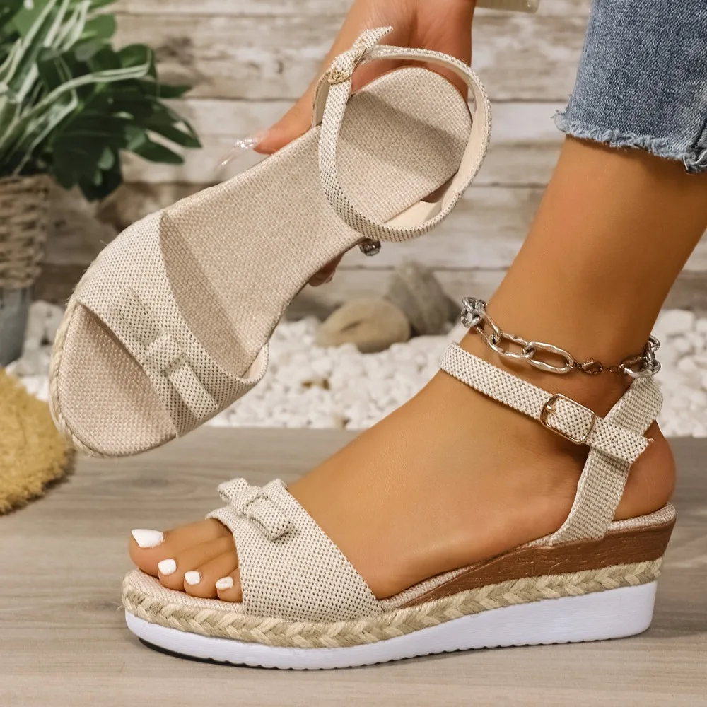 Leichte Damen-Sandalen, Modische Plateauschuhe für Frauen, Lässige Strand-Keilsandalen für Draußen, Zapatos De Mujer