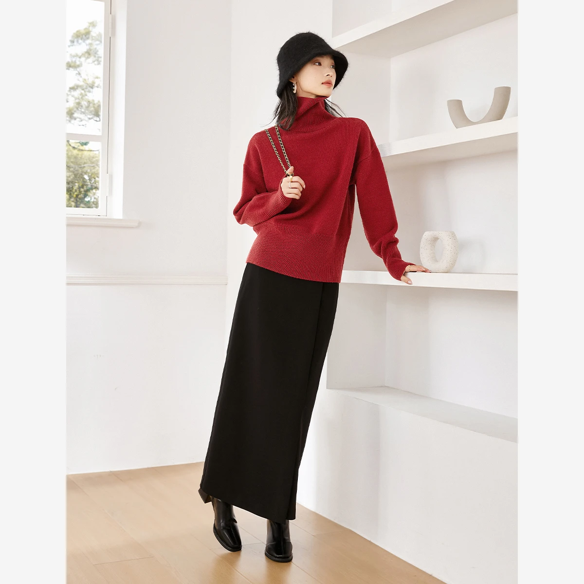 VIMLY, suéteres de punto para mujer, cuello alto informal, ropa de oficina holgada y elástica, jerséis gruesos para mujer, ropa de invierno 2025 para mujer 73612