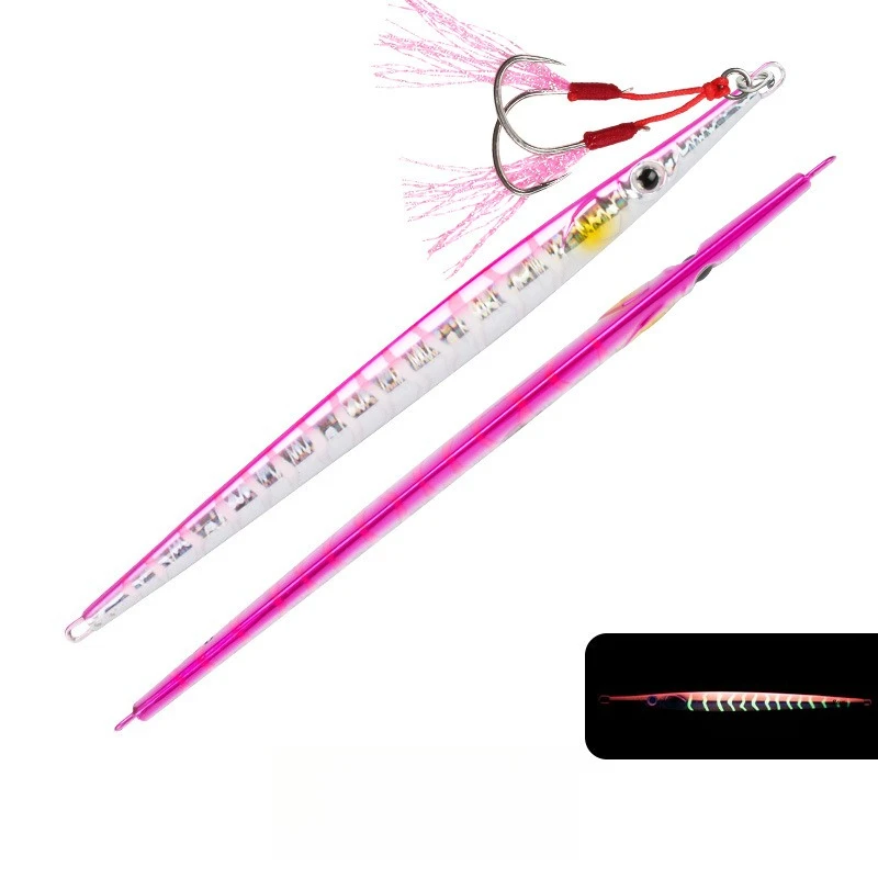 

New Luminous Super Lures Arrival 80g 100g Metal Jig Jigging Lure Isca Artificial Sea Fishing Jigs Tuna Kingfish Amberjack