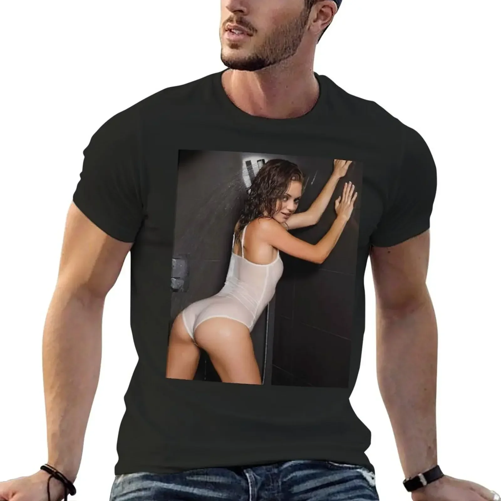 mila kunis shower T-Shirt Blouse vintage graphic tee tops quick-drying cotton t shirt men