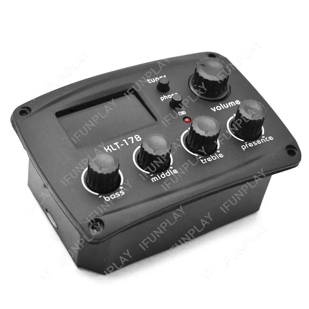 4 Band Acoustic Guitar Preamp KLT-17B with Digital Procedding Tuner EQ Equalizer Piezo Pickup Guitar Part