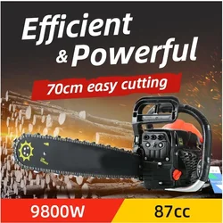 High-Power Chainsaw 9800W Logging Saw 87CC 2-Stroke Petrol Gasoline Chain Saw Cutting Logging Chain Saws Power Tools