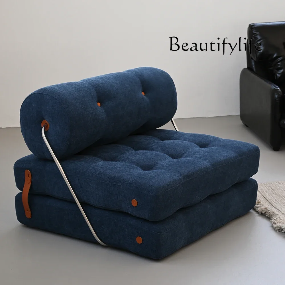 Blue tofu block single sofa folding bed can be spliced floor lazy sofa small apartment bedroom