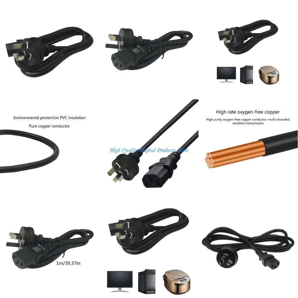 

U2JE Australian SAA Male to 3pin IEC320-C13 Female Adapters Cord 1m Cable Wire