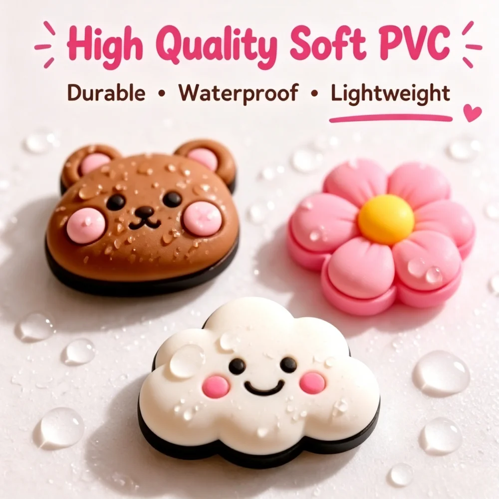 Custom PVC Shoe Charms Personalized Soft Rubber Croc Charms for Shoes Custom Logo Cartoon Cute PVC Shoe Accessories Bulk MOQ 100