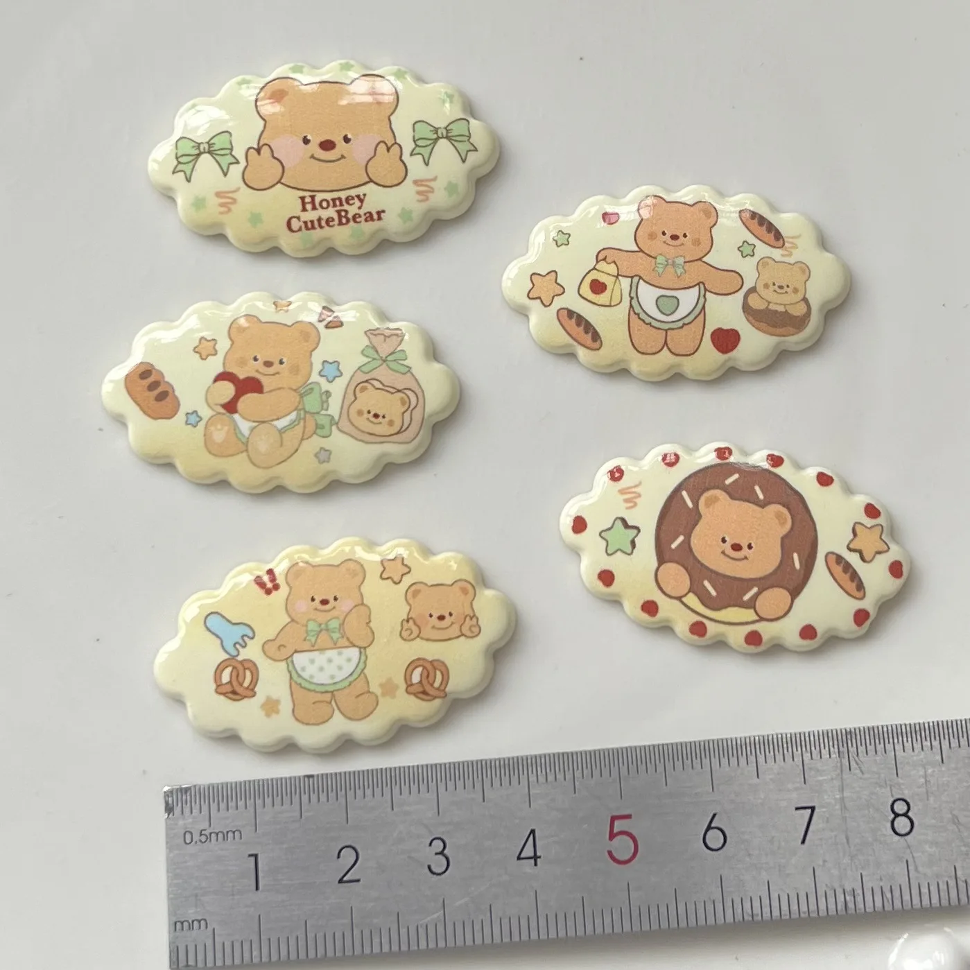 5 Stuks Miniso Schattige Beer Cartoon Serie Cartoon Hars Flakback Cabochons Diy Ambachten Materialen Sieraden Maken Charmes