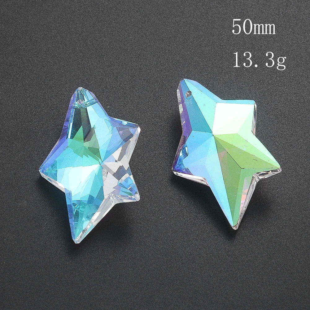 38/50MM Laser Faceted Prism Glass Neptune Starfish Star AB Color Crystal Pendant Pentagram Rainbow Sun Catcher Chandelier Dangle