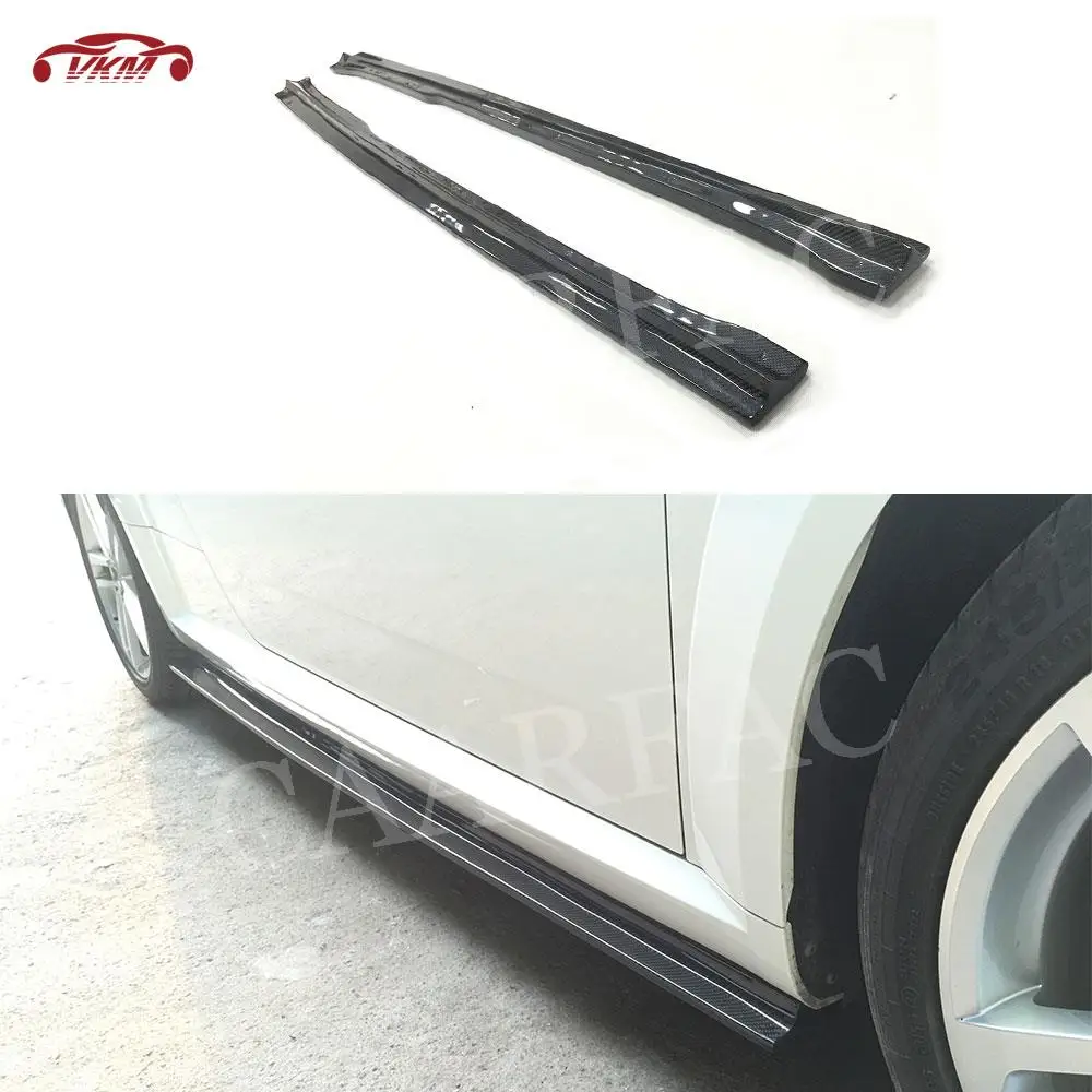 Carbon Fiber Side Skirts Extensions For Audi TT TTS TTRS 2014 2015 2016 2017 BT Style Side Door Lip Splitters Anti-crash Cover