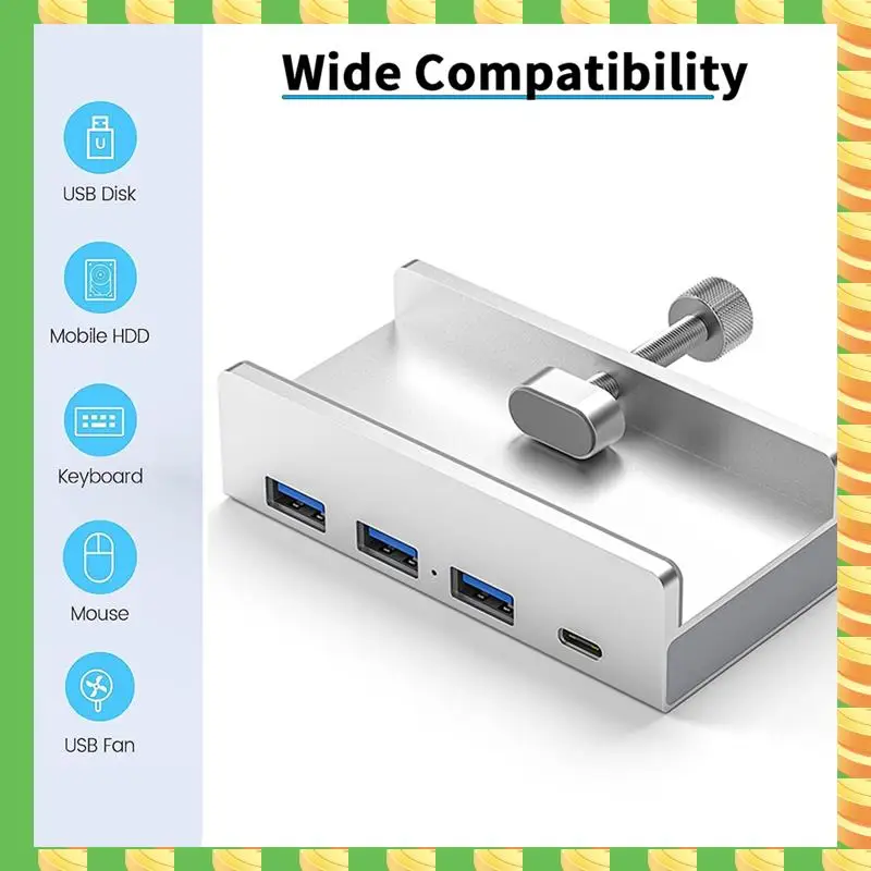 

AB53 USB 3.0 Type C HUB Aluminum Alloy External Multiports Splitter High Speed Expansion 5GBPS Data Transmission For Desktop