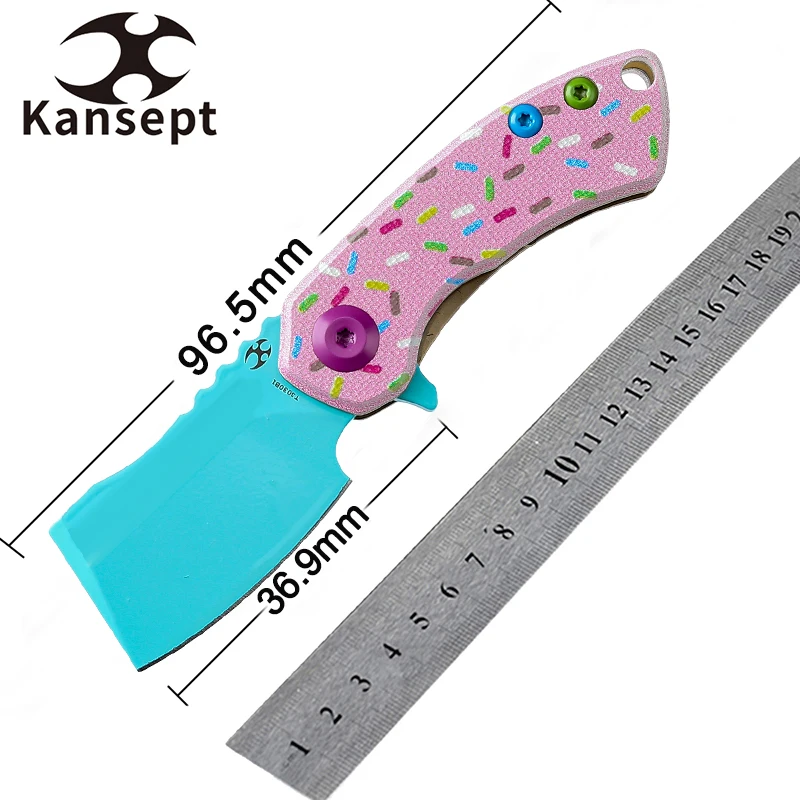 

Складной карманный нож Kansept Mini Korvid, 1,45 дюйма, лезвие из стали 154CM, рукоятка из анодированного алюминия G10 с принтом Donut/Green, инструменты для кемпинга
