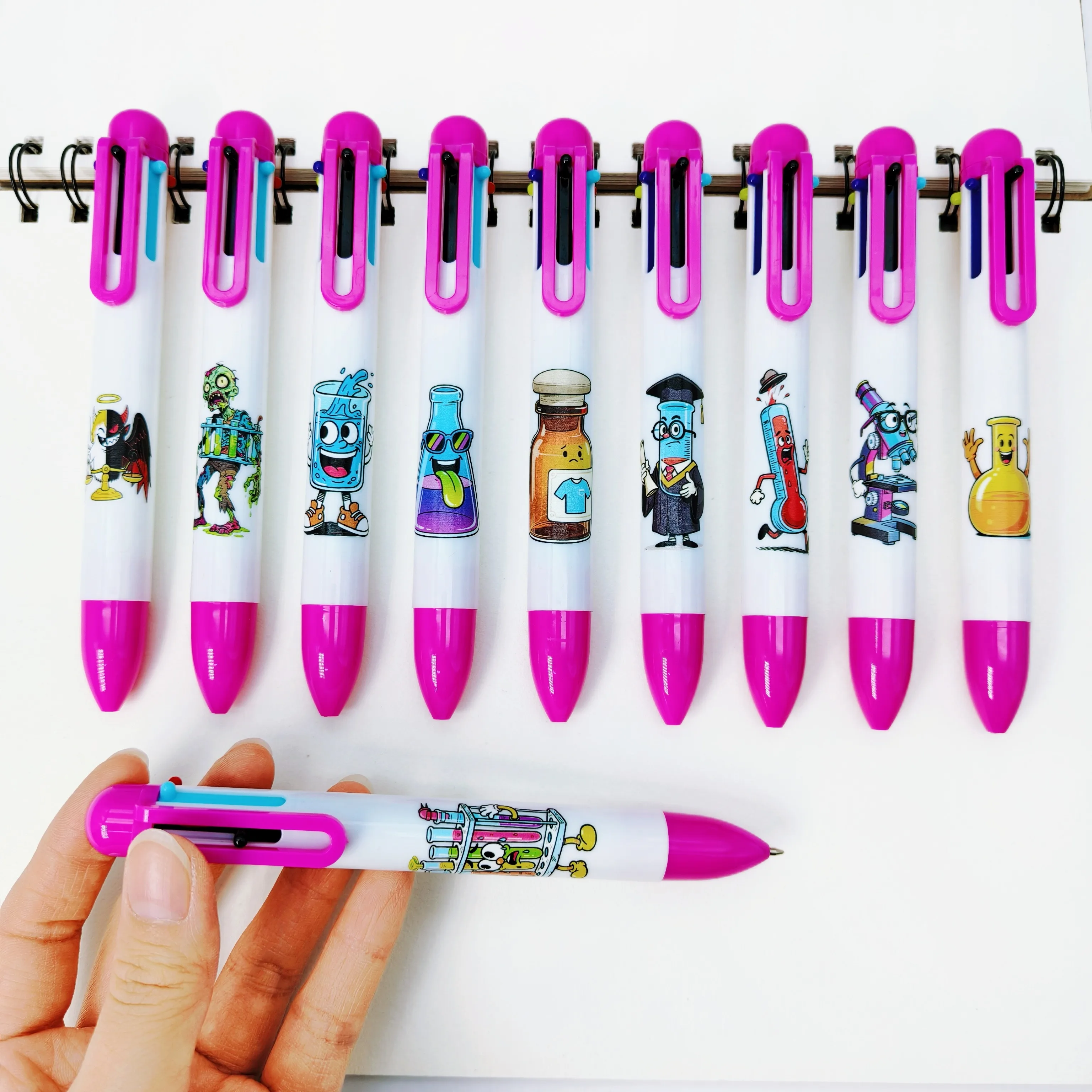 

8pcs/15pcs Chemistry laboratory reagent bottles Theme multi-color pens Chemical supplies Six in one multi-color ballpoint pens