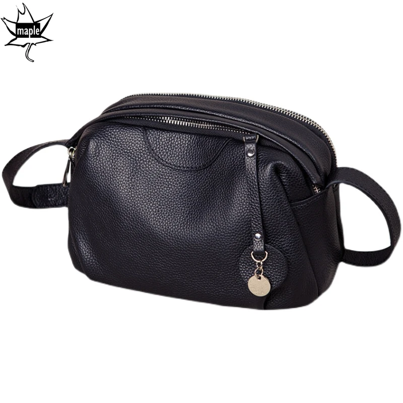 

New Casual Leisure Style Small Flap Bag Black Blue Genuine Cow Leather Women Crossbody Shoulder Bag Mid Age Mother Day Purse