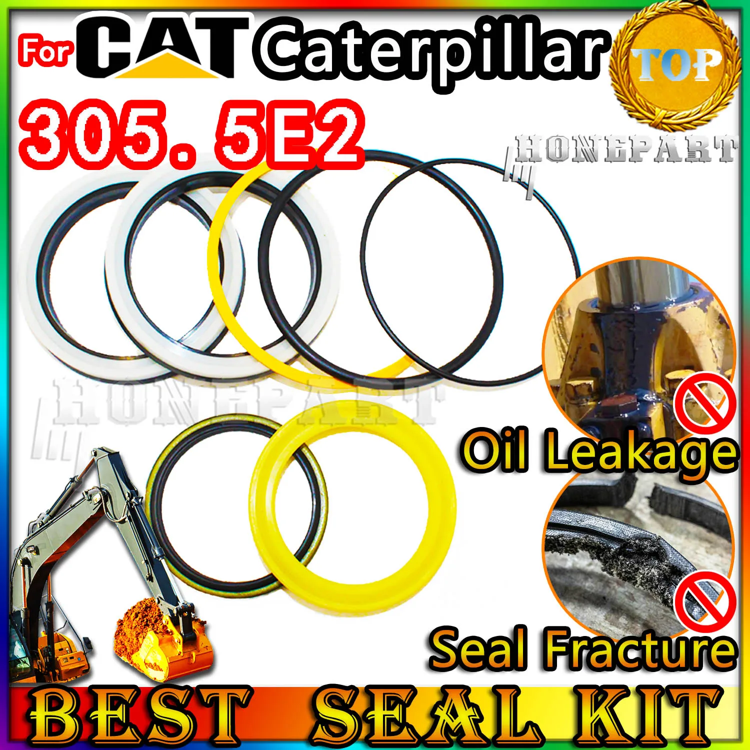 For Caterpillar 305.5E2 Oil Seal Repair Kit CAT Boom Arm Bucket Excavator Hydraulic Cylinder MOTOR Piston Rod Shaft Replacement