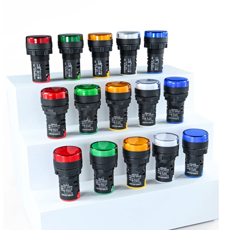 Indicador de potencia LED montado en Panel, luz piloto, lámpara de señal, AD16-16C impermeable, 16mm, AD16-22DS, 22mm, 12V, 24V, 220V, 380V