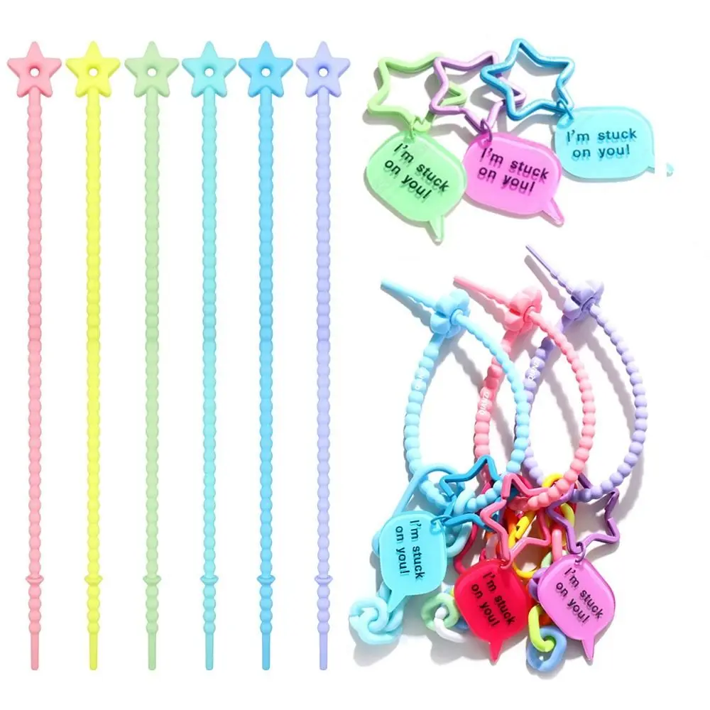 10pcs DIY Self-locking Key Chain Adjustable Cable Tie Jewelry Lanyard Silicone Rope Bag Pendant Gifts