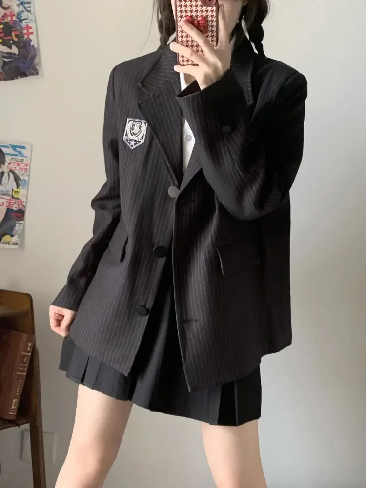 2024 New Japanese College Style JK Uniform Original Design Striped Blazer Top For Women