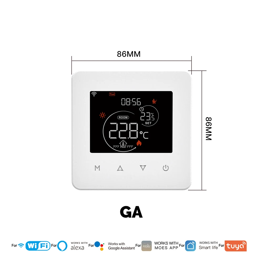 เทอร์โมสตัท WiFi สำหรับระบบ Tuya พร้อมรีโมทคอนโทรลเสียงสำหรับหม้อต้มแก๊สไฟฟ้าน้ำระบบทำความร้อนพื้นและฟังก์ชั่นตั้งเวลา