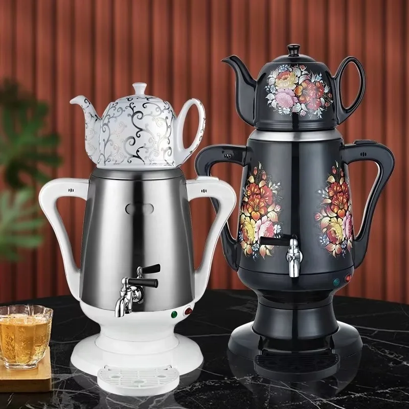 Melhor venda 4.5l grande estilo comercial clássico antigo água chá russo samovar conjunto turquia chaleira de chá