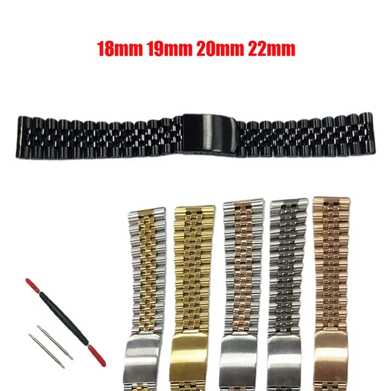 

Vintage Jubilee 18mm 19mm 20mm 22mm Stainless Steel Silver Gold Black Universal Straight End Watch Band Strap Bracelet
