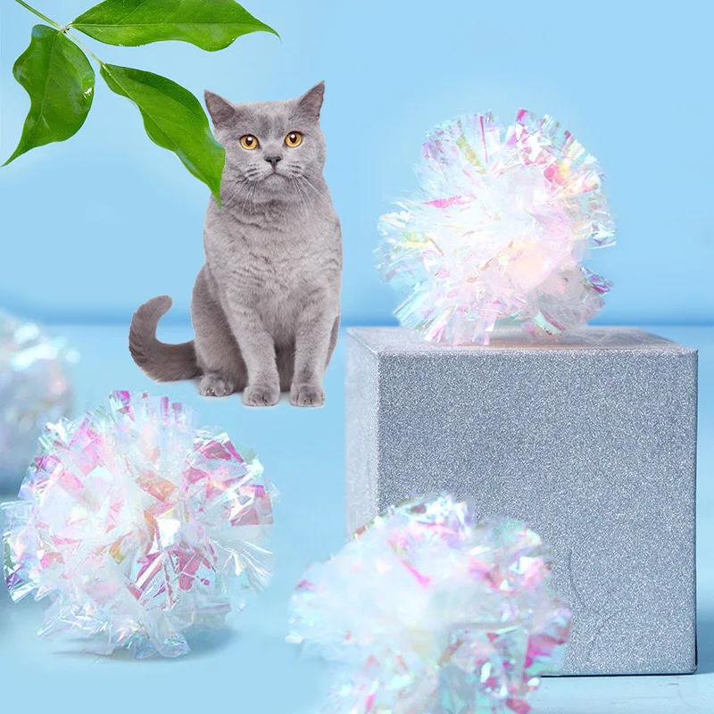 

Transparent paper ball noise cat toy 10pcs Colorful Crinkle Balls Sound Tin Durability Vocalization Dolls Playing Interactive