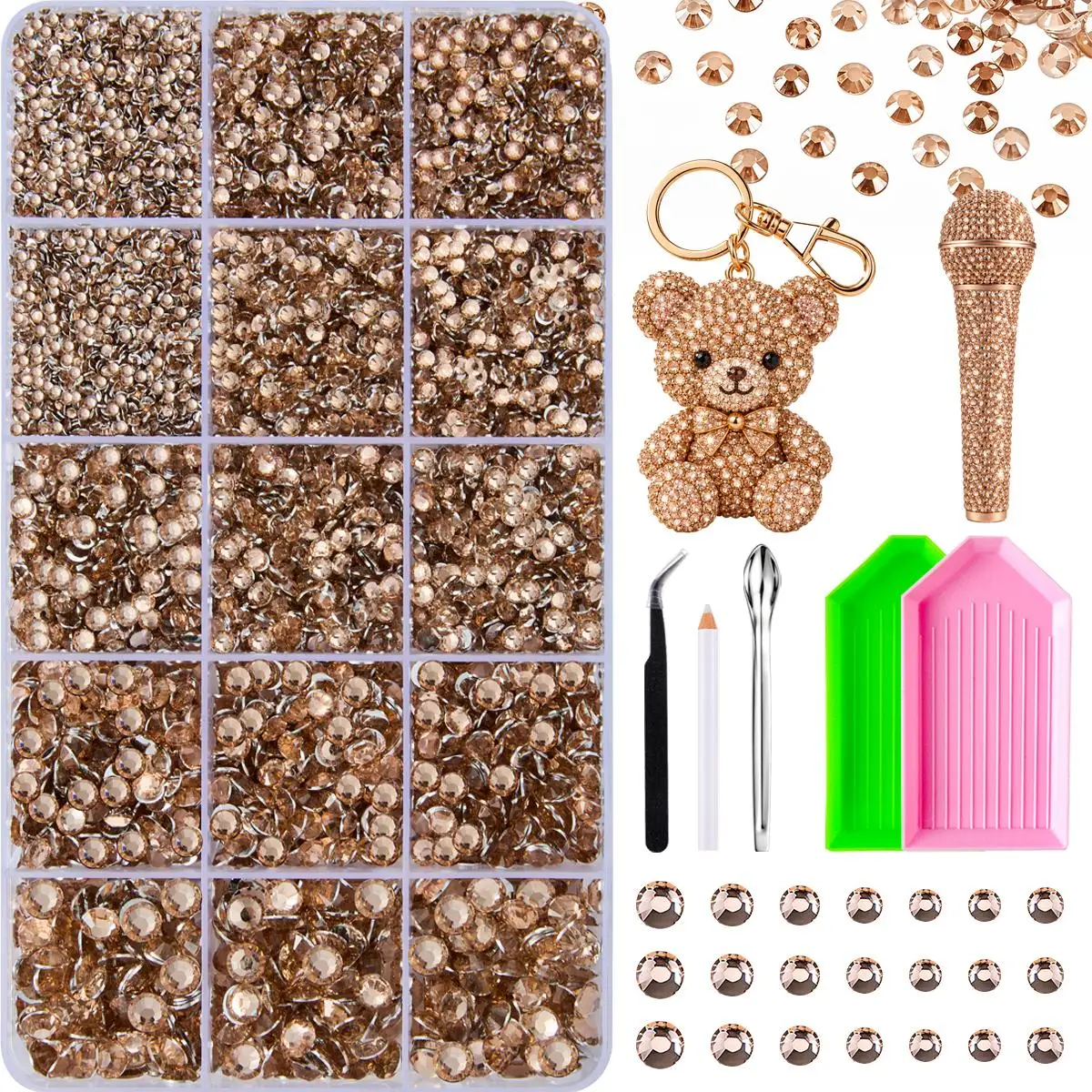 1Box Multi-size Champagne Colors Resin Nail Rhinestone Jewelry Bling Transparent Silver Flatback Nail Art Decorations DIY Nails