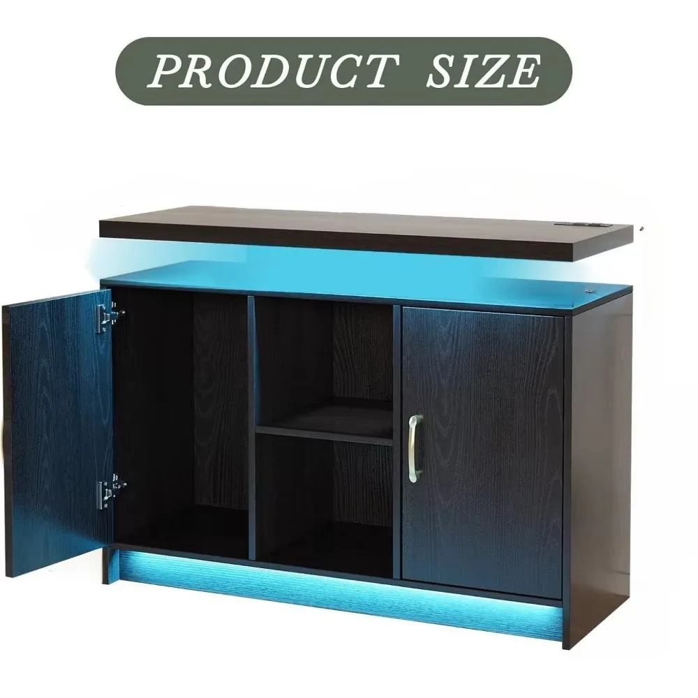 Buffet cabinet with LED lights and charging station, 40