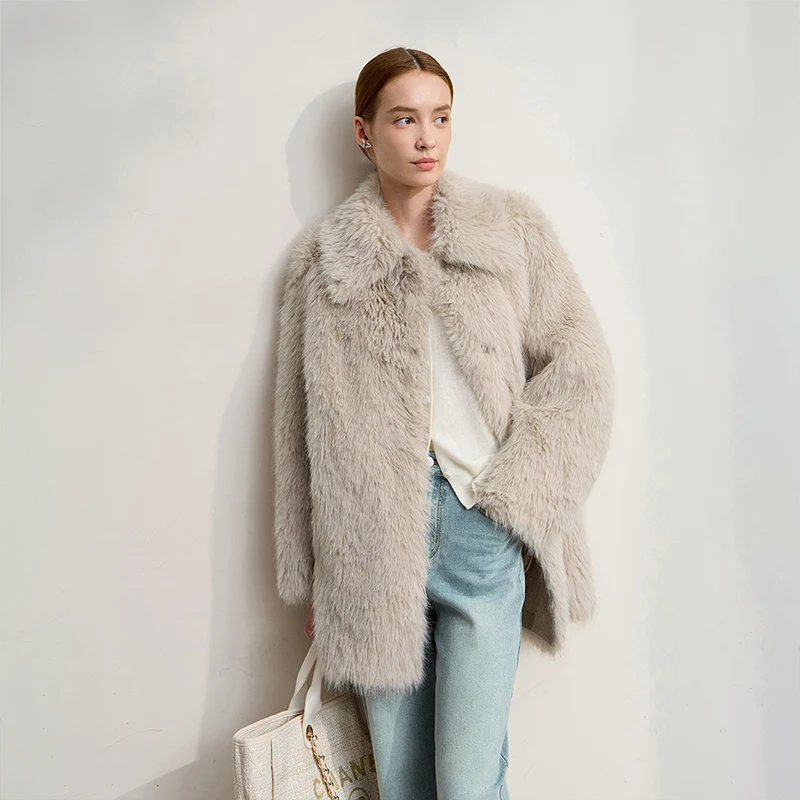 AMII Winter Bontjas 2025, Herfst Nieuwe Turn-Down Kraag Veelzijdige Jas Vrouw Lange Mouwen Losse Casual Dames Bovenkleding 12554008