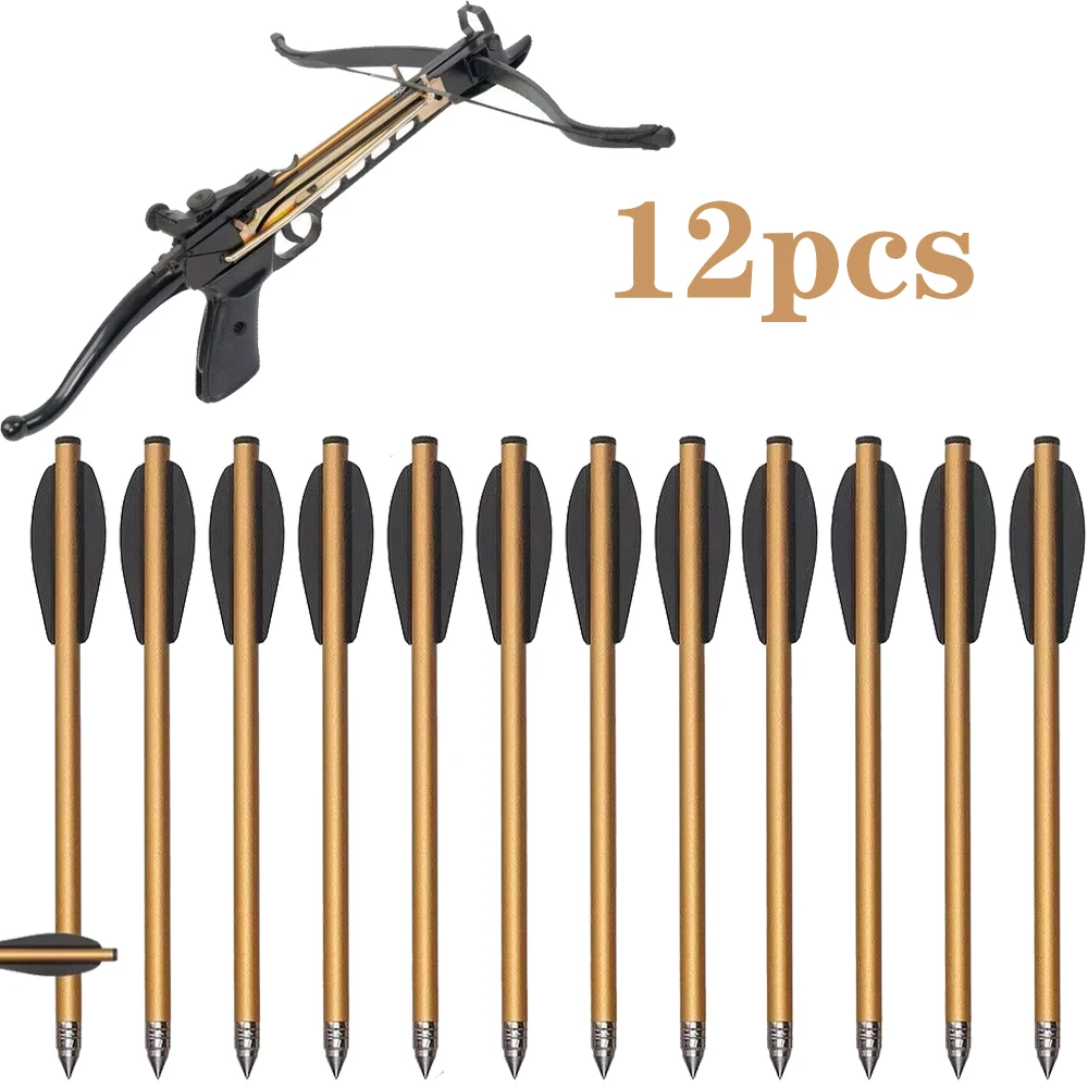 

12Pcs 6.3 In Aluminium Crossbow Arrows Bolts 50-80lb Mini Crossbow Arrows For Recurve Bow Hunting Shooting Accessories