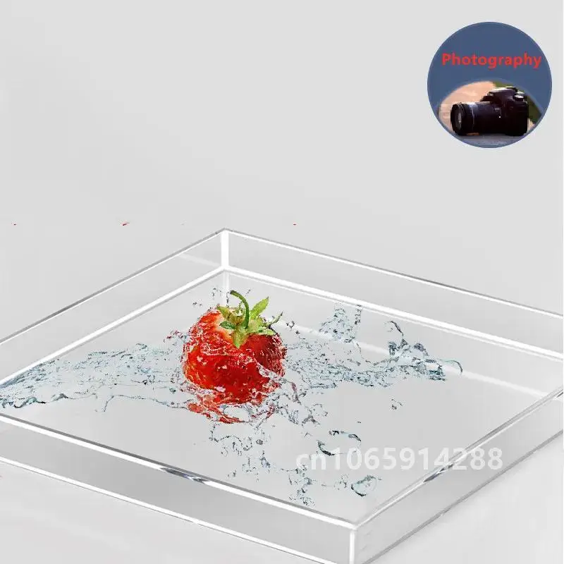 Acrylic Transparent  Water Tank Shallow Sink Photo Studio Kit Tabletop Shooting Props Coffee Tray Desktop Cosmetics Storage Tray