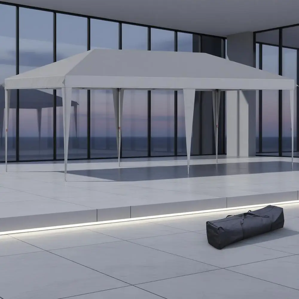 

Уличная беседка повышенной прочности 20' x 10' с сумкой для переноски, идеально подходит для мероприятий, свадеб и барбекю, серая