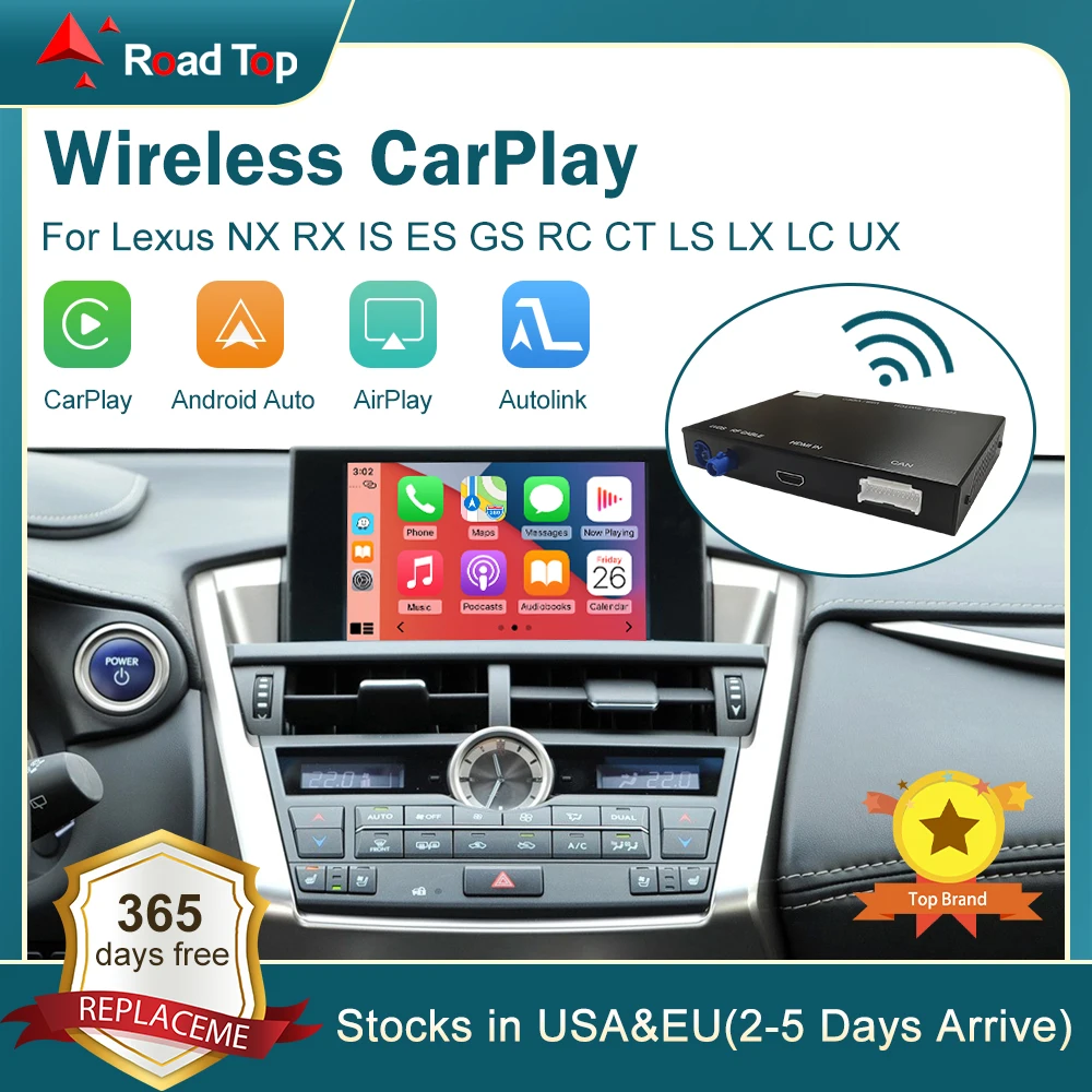 Wireless CarPlay for Lexus NX RX IS ES GS RC CT LS LX LC UX 2014-2019, with Android Mirror Link AirPlay Car Play Functions