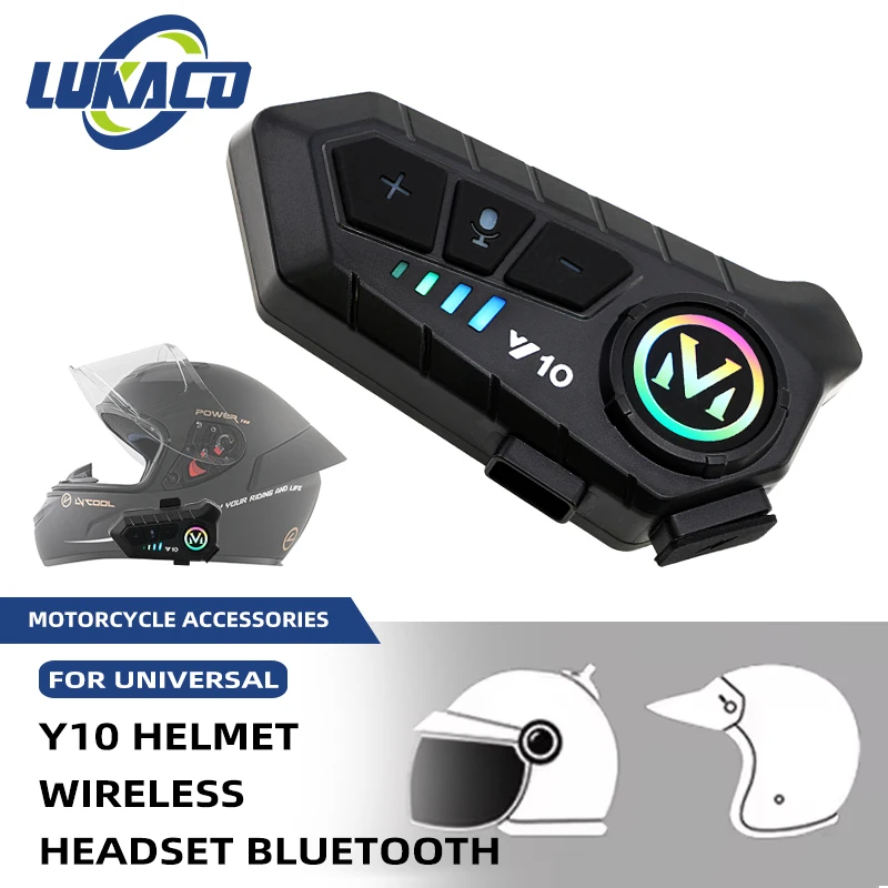 Y10 Motorcycle Helmet Stereo Voice Control Bluetooth Headset Connect 2 Phones At The Same Time Waterproof The Large Batterylasts