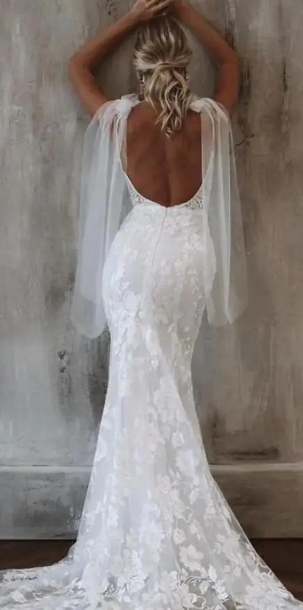 Abiti da sposa Sexy con scollo a v abiti da sposa lunghi a sirena Vestidos De Novia